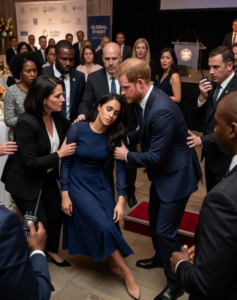 30 MINUTES AGO: Panic broke out at a U.S. charity event when Meghan Markle suddenly collapsed mid-speech. Her security team and doctors rushed to her side as shocked guests looked on. Now, a heartbreaking update has surfaced about her fight against a serious illness